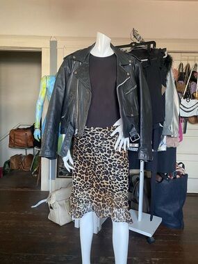 Bergamo silk leopard skirt